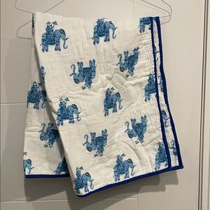 Lilly Pulitzer for pottery barn kids - White and Blue Elephant blanket